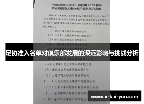 足协准入名单对俱乐部发展的深远影响与挑战分析